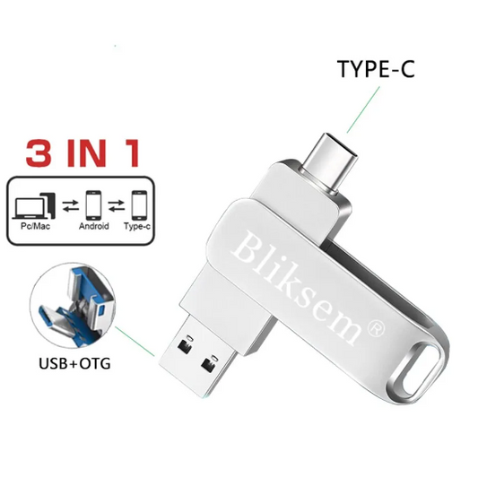 USB Stick 64 GB Opslag met USB, USB-C en Android aansluiting voor Smartphone, Pc en Laptop
